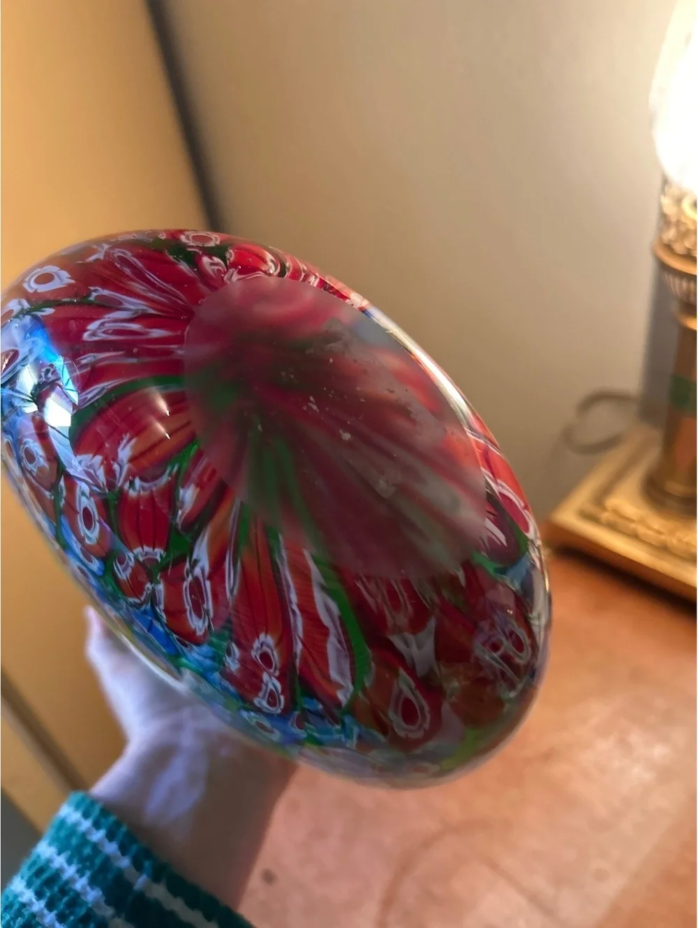 Art Glass Decorative Vase with Multicolor Millefiori Design